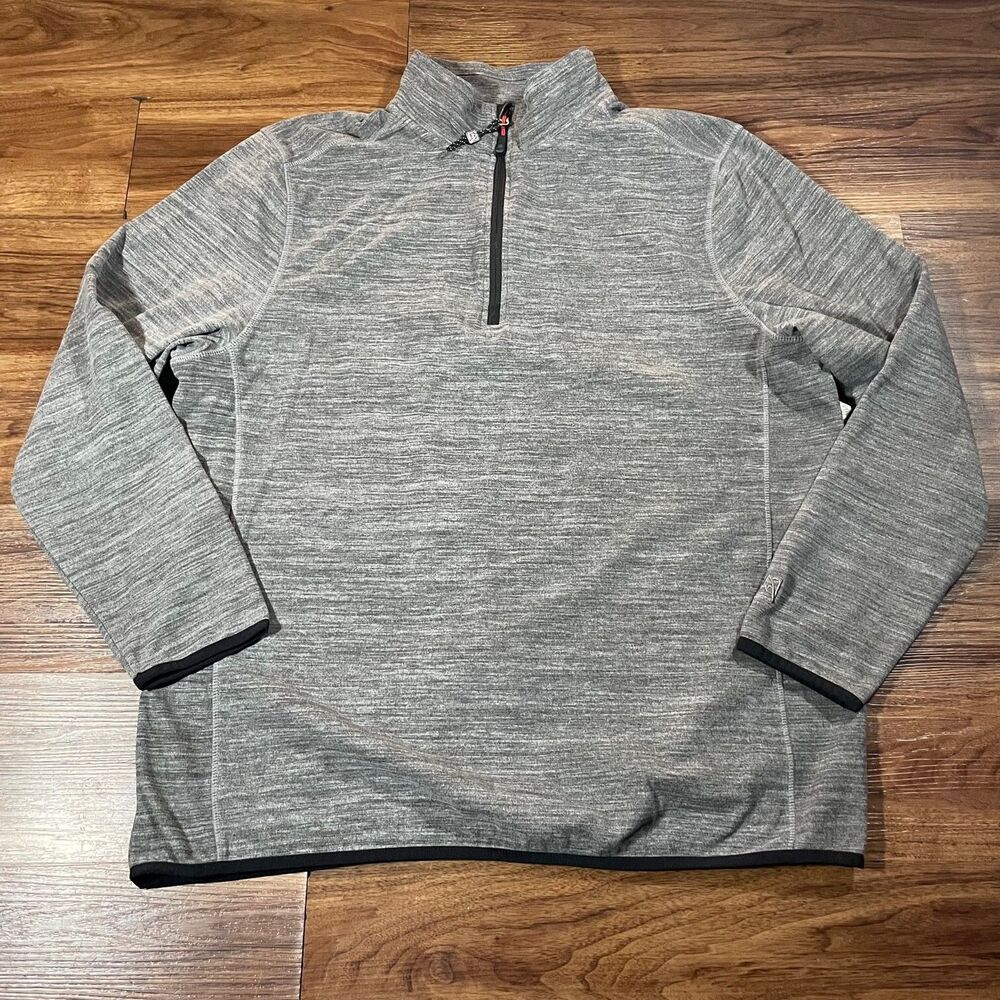 Avalanche Outdoor Supply Sweater Gray 1/4 Zip Fleece Pullover Polyester Men's XL
